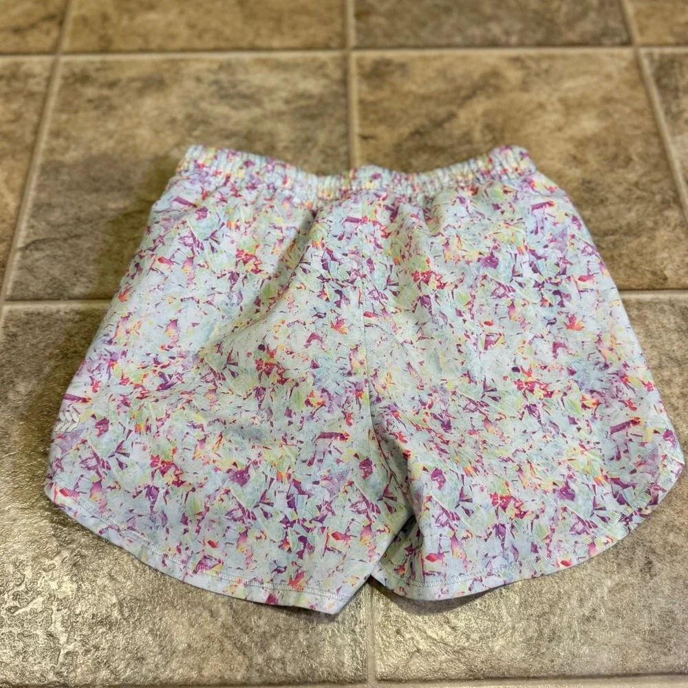 All in Motion Girls Running Shorts S 6/6X Multi Color Abstract Splatter Print